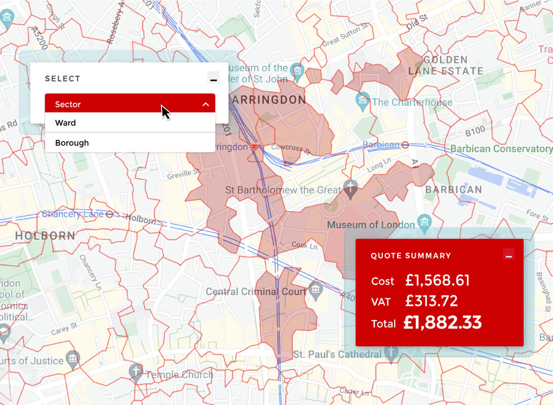 Powerful web based mapping for London leaflet distribution services